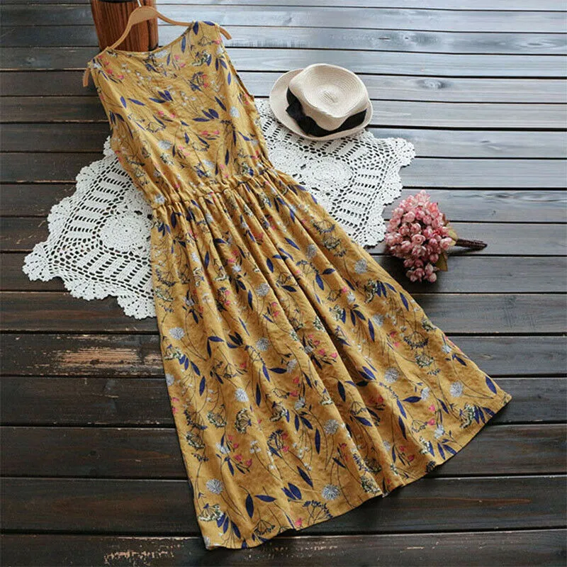 2019 летнее модное женское сексуальное Повседневное платье без рукавов с круглым