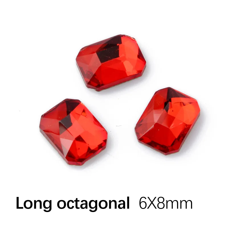 L-Octagonal 6X8mm Новинка! Стразы с плоской задней частью, красные кристаллы, 16 видов стилей камешки для дизайна ногтей для 3D ногтей, художественное индивидуальное украшение - Цвет: L-Octagonal 6X8mm
