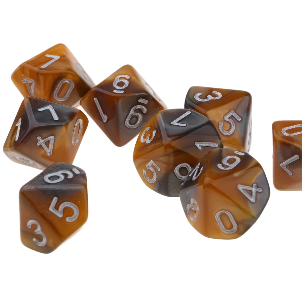 10 шт. древние 10 сторонние кости D10 16 мм кубики для подземелий D& D ролевые игры, настольные игры и математические поставки