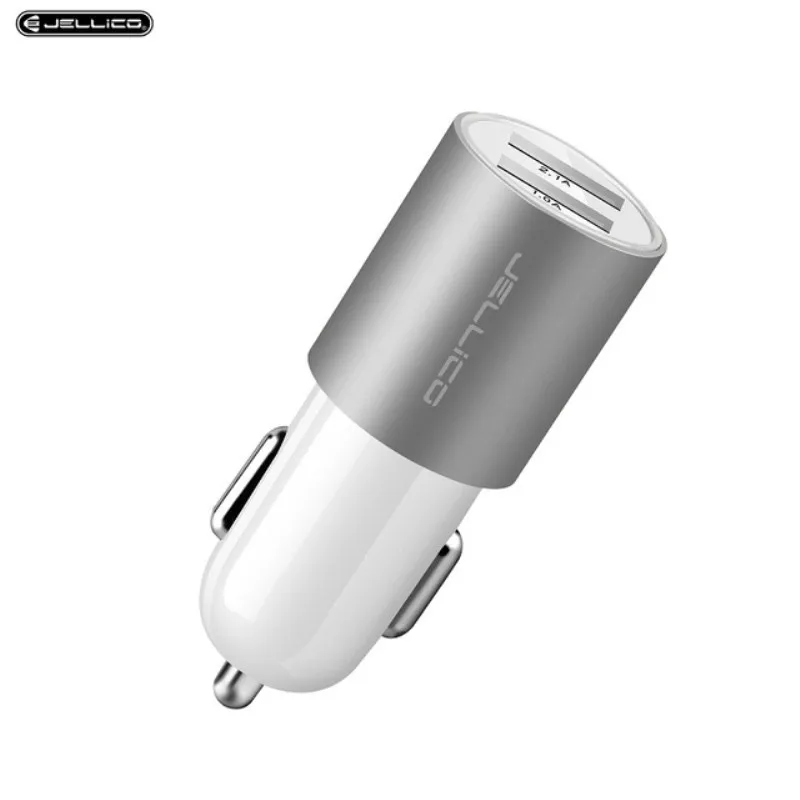 Jellico автомобильное USB зарядное устройство для быстрой зарядки мобильного телефона зарядное устройство адаптер двойной зарядное устройство USB для samsung Xiaomi Tablet автомобильное зарядное устройство - Тип штекера: Silver