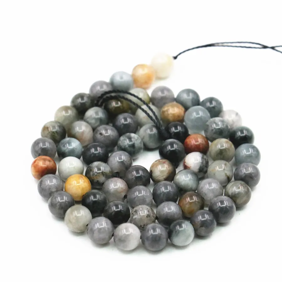 Round 6mm 8mm 10mm 12mm Gray South African Eagle Eye Stone Necklace Beads DIY Fashion Jewelry Making Design Gift | Украшения и