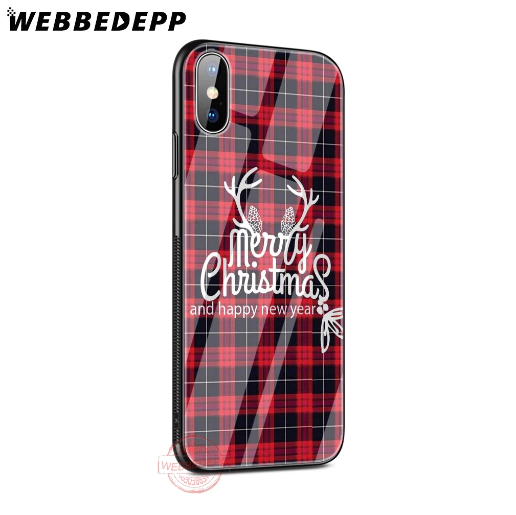 WEBBEDEPP Christmas Cute Santa Claus Elk snowman Tempered Glass Phone Case for Apple iPhone XS Max XR X 8 7 6S Plus 5S SE | Мобильные