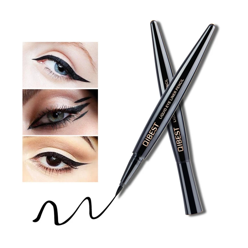 Карандаш для глаз Qibest Professional Make Up Black Liquid Eyeliner Pencil Waterproof Long Lasting Eye Liner Quick-dry Eyes Makeup Cosmetics.