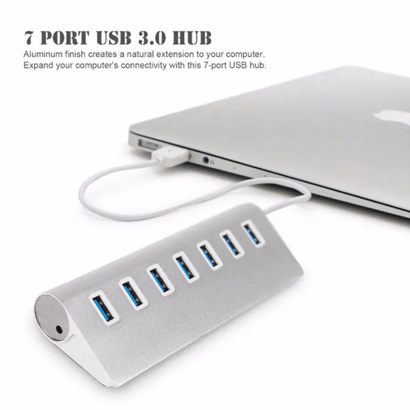 AHHROOU алюминиевый 7 портовый концентратор USB 3 0 высокоскоростной мини разветвитель