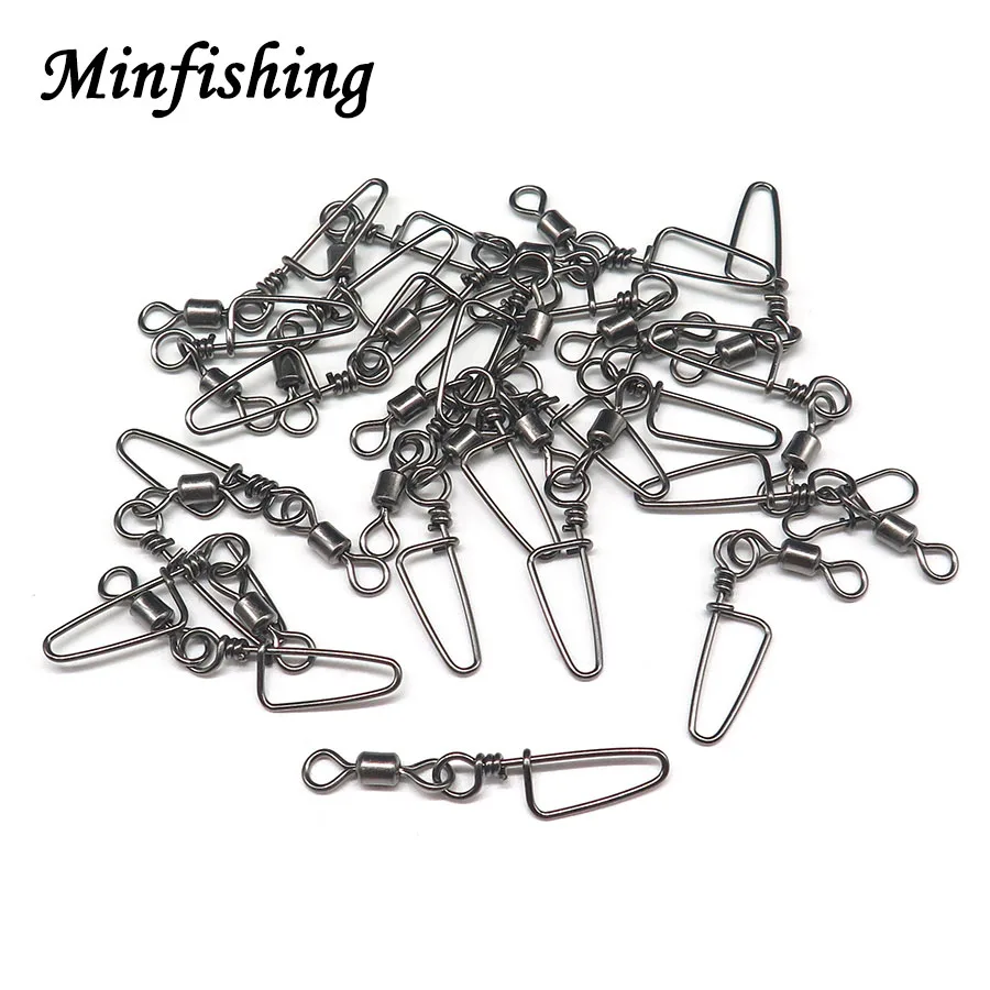 Minfishing 200 шт. рыболовный вертлюг с защелкой MS + HX вращающийся искусственным