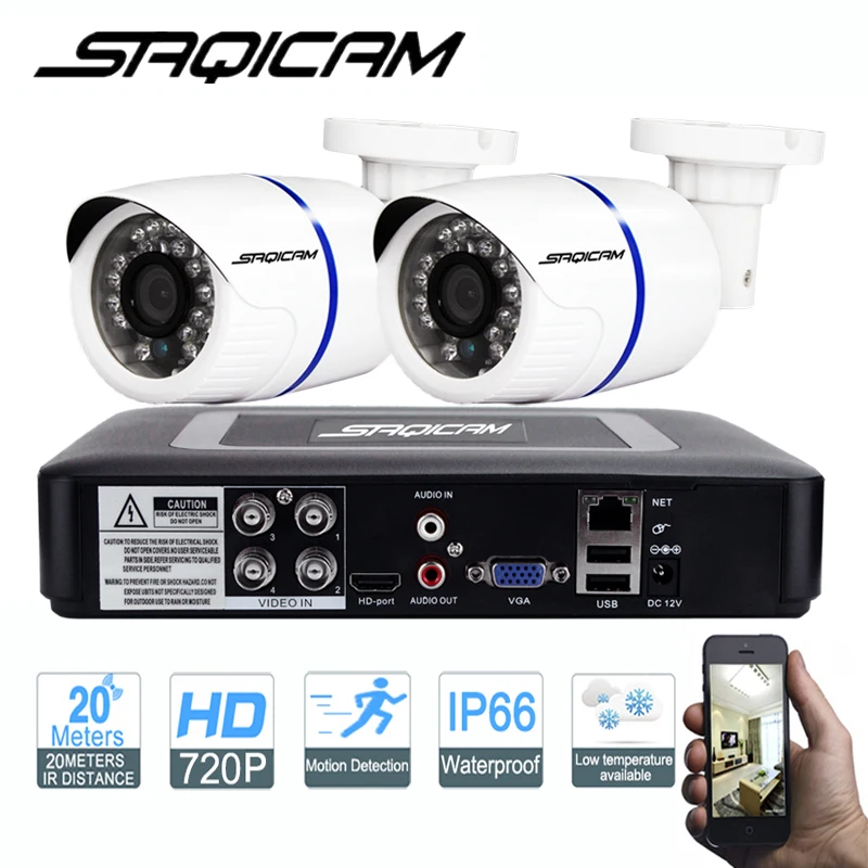 Saqicam 4CH CCTV Системы 720 P 1080N DVR 2 шт. 1200TVL безопасности День/Ночь Водонепроницаемый
