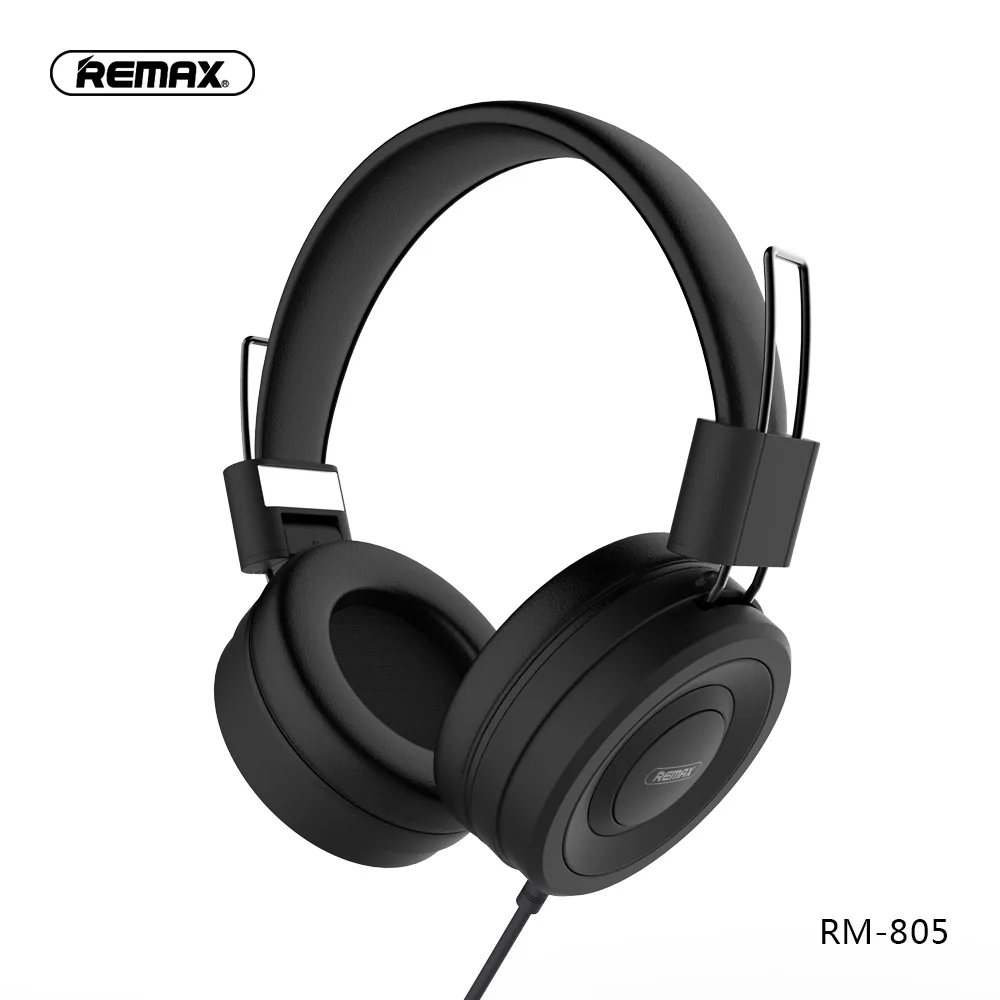 

Remax Headphone High Compatibility HiFi sound Stereo Music Earphone with Mic Headset Headband Type Smart Noise Reduction RM805