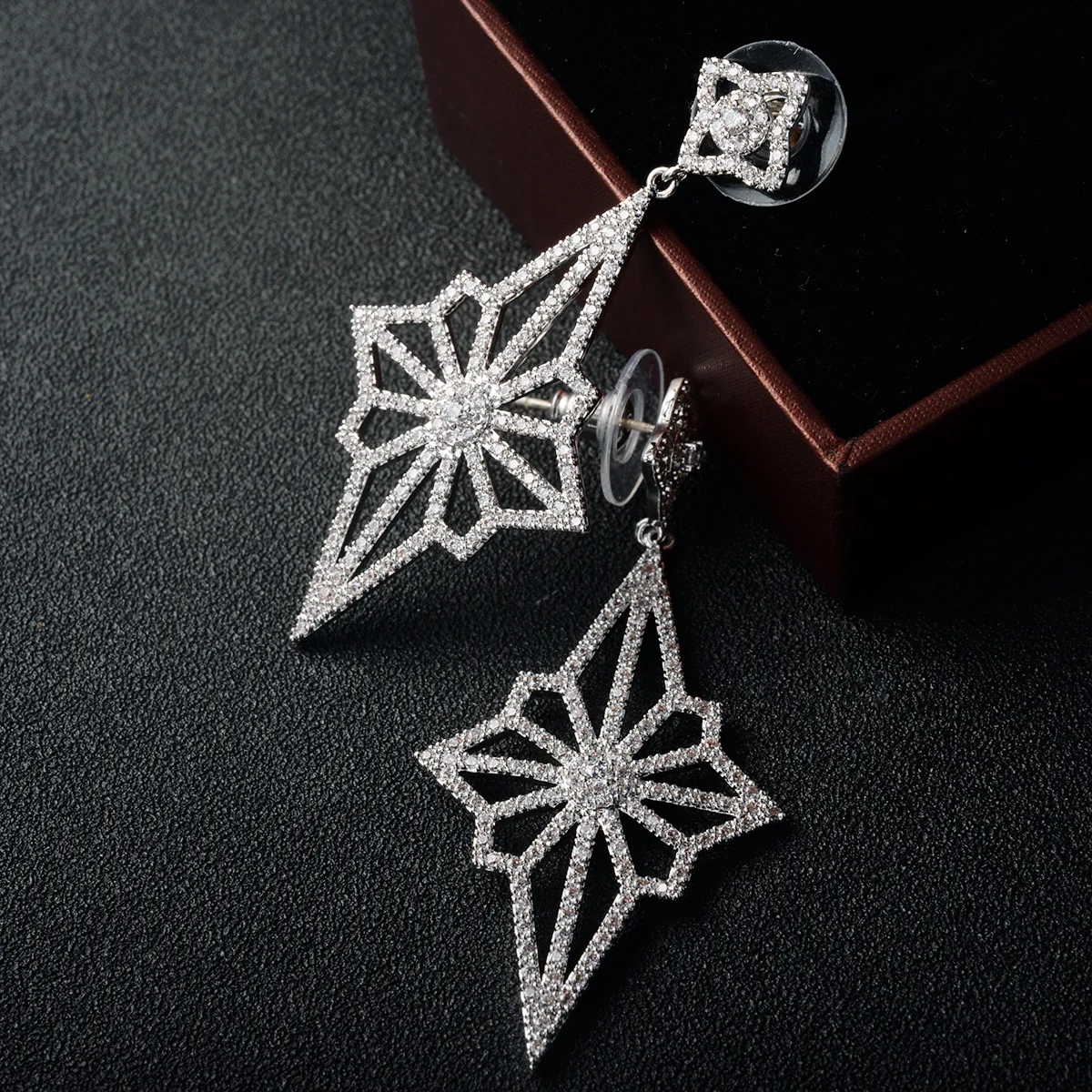 Fashion 925 Sterling Silver Women Earrings Luxury Double Row Rhinestone Jewelry For Girl Gift High Quality Wholesale | Украшения и