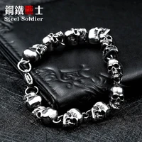 stainless steel new design men punk skull chain bracelet men fashion stainless steel charm bracelet jewelry