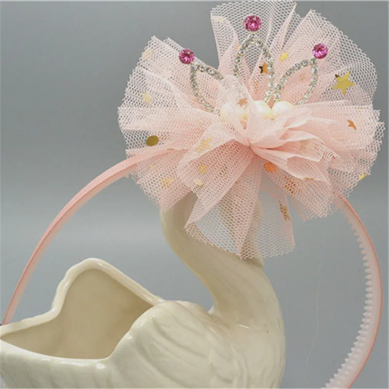 Кружевная Цветочная повязка стразы корона накладная на голову для девочек/детей