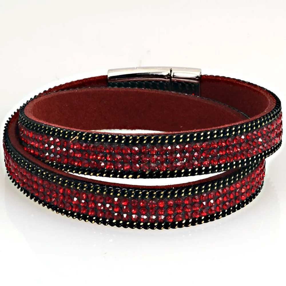 Женский двойной браслет с кристаллами замшевая кожа|leather wrap|double wrap braceletwrap bracelet |