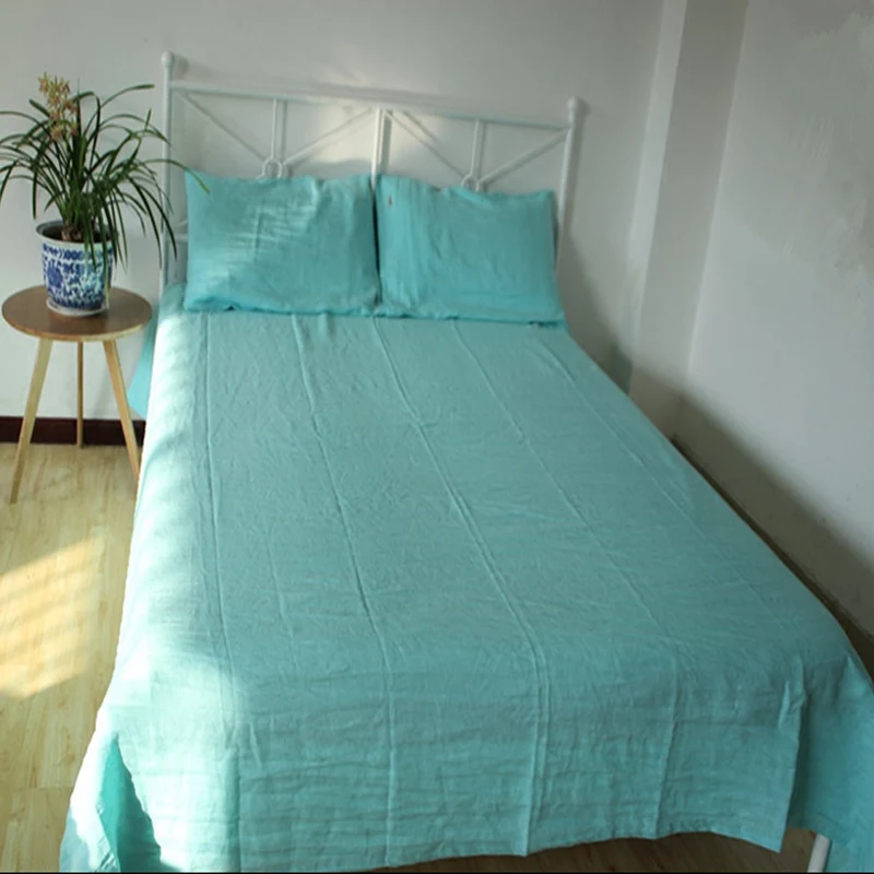 Простыня из чистого льна в полоску с эффектом поношенности мягкий французский