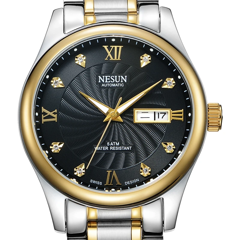 Швейцария Бизнес бренд NESUN часы Для мужчин Автоматический self ветер Полный