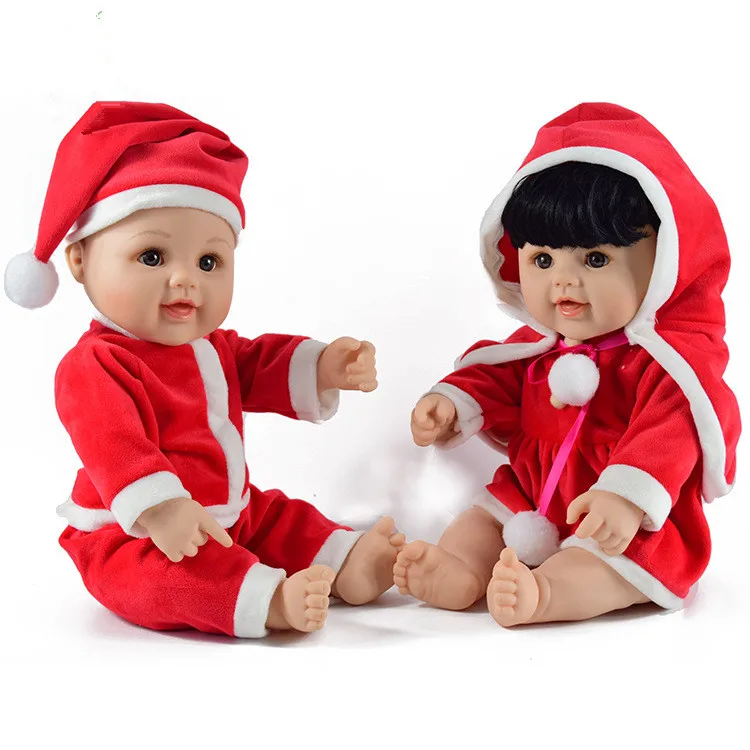 Новые 2017 Рождество реалистичные мальчик и девочка Reborn Куклы волос 50 см красный