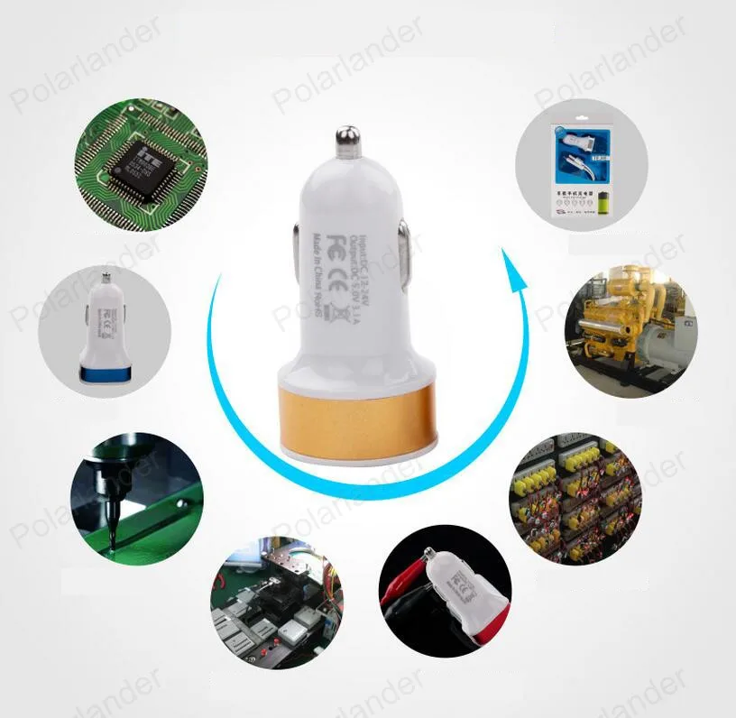 Круглое автомобильное зарядное устройство с двумя USB портами 12 В 2 А|adapter for car|adapter