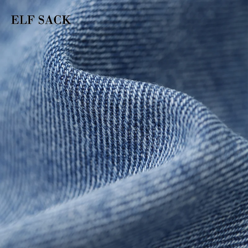 Женские джинсовые шорты ELF SACK небесно голубые хлопчатобумажные с потертостями