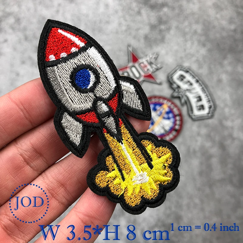 1 JOD Rocket DIY железные нашивки для одежды декоративные рок-наклейки Шпоры вышитая нашивка-аппликация одежда значки майки - Цвет: 1