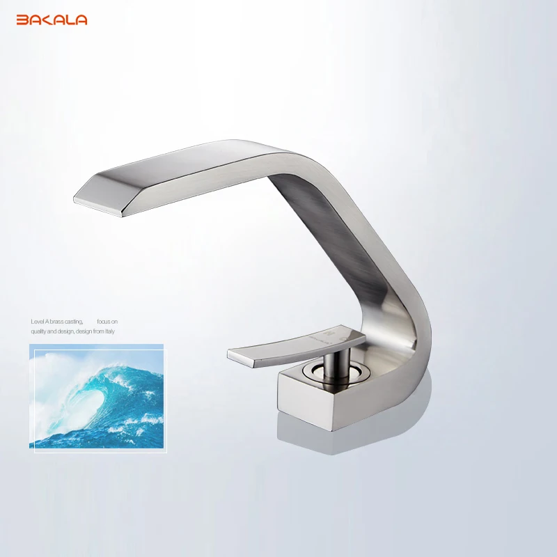 Luxury BAKALA Nickel Health Brass Chrome single handle Bathroom Sink Faucet Mixer Tap Basin Faucet  F6101-11L
