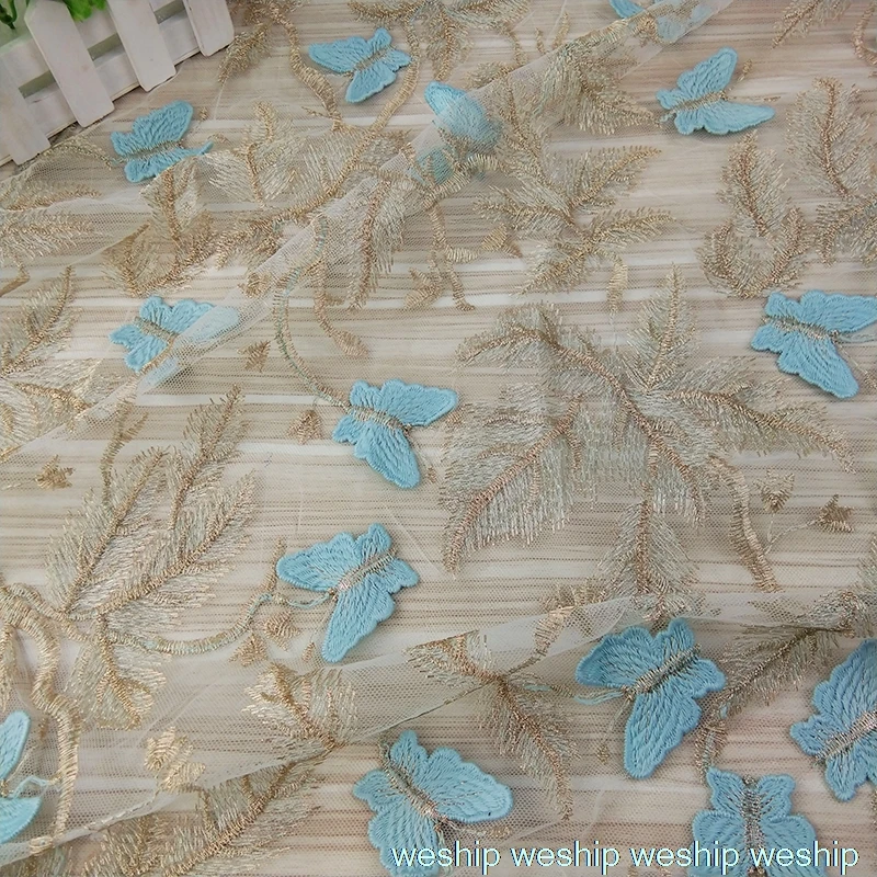 Кружевная ткань с вышивкой белая бабочка для свадебного платья аксессуары