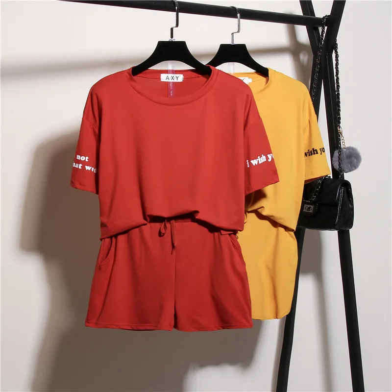 P18 l-4xl однотонный повседневный комплект из двух предметов летняя однотонная