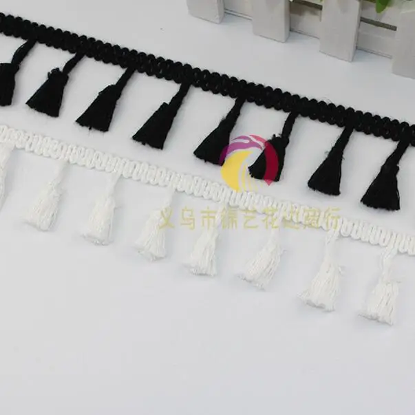 50 ярдов 4 2 см белые/черные/бежевые с кисточками кружевная отделка хлопковая ткань