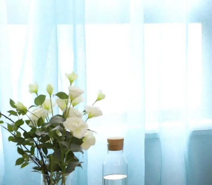 Blue tulle Шторы в скандинавском стиле, затеняющие шторы для спальни, трехцветные панели, занавески для гостиной, затеняющие шторы, готовое изделие, простой современный - Цвет: Blue tulle