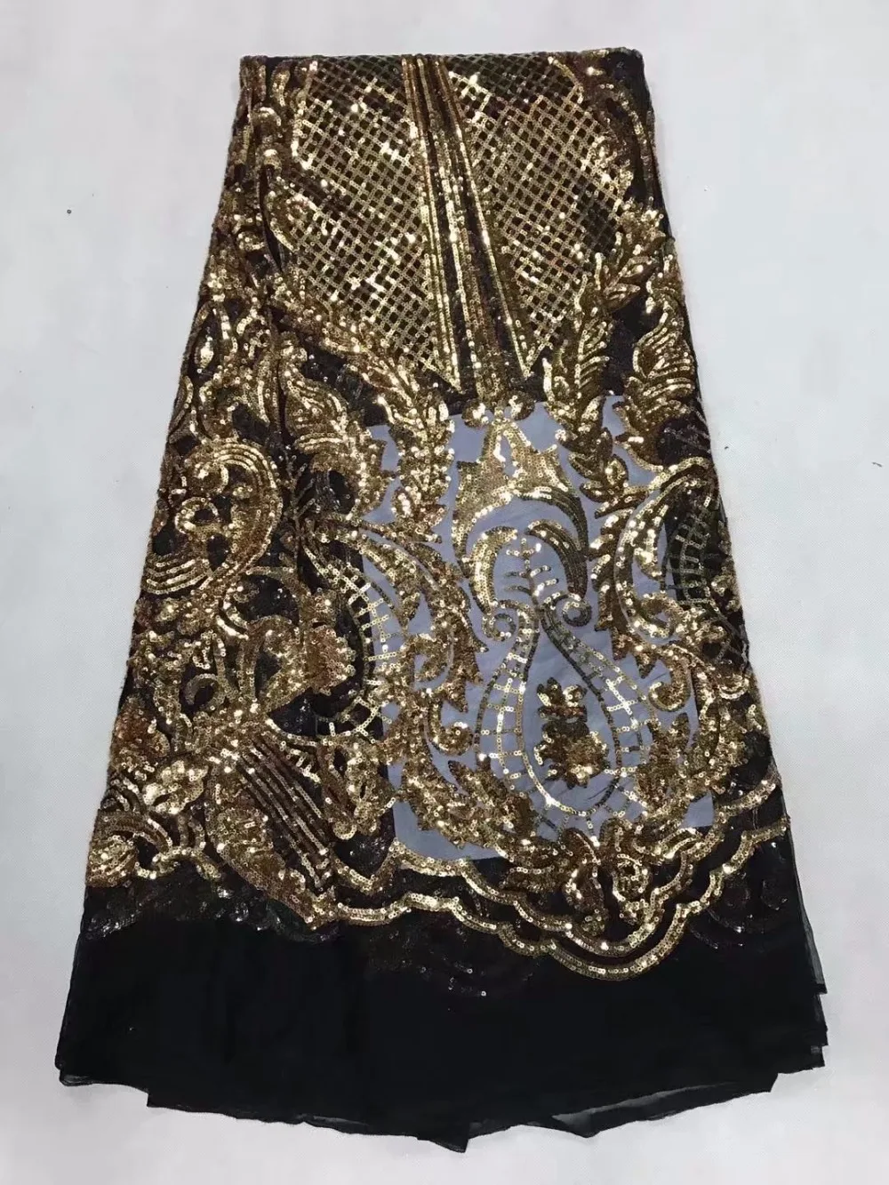

new French tulle mesh lace fabric with sequins SYJ-4205 African sequins embroidery french lace fabric