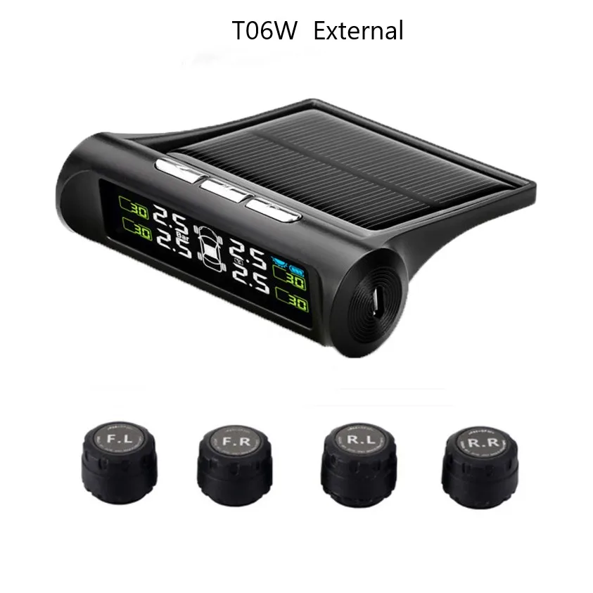 External 99psi Солнечный TPMS Охранные системы и безопасность Мониторы Системы Беспроводной 4 внутренний/внешний Сенсор автомобиля Температура Солнечный Мощность t06n t06w - Тип: External 99psi