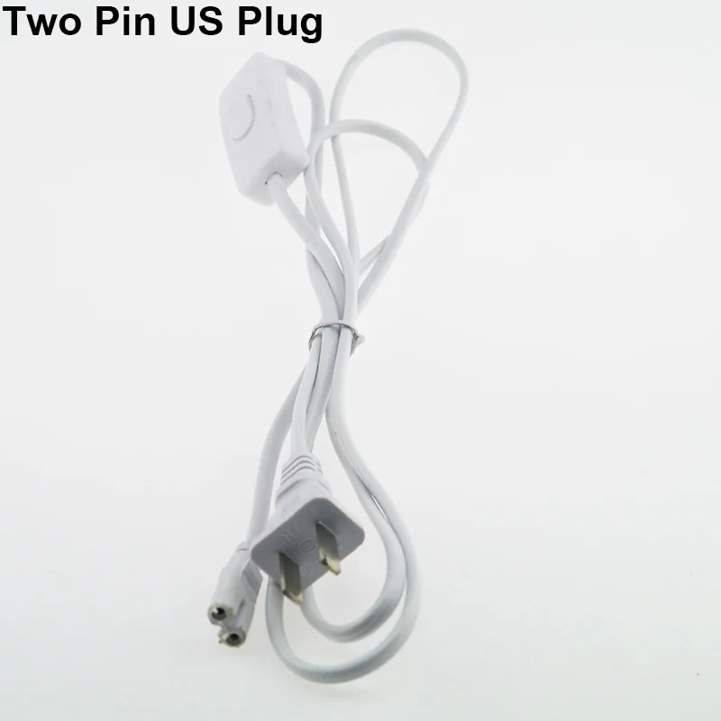 2 PIN US Plug 180CM BEYLSION T5 t8 Электрический провод кабельный разъём с переключателем удлинитель шнура питания светодиодная осветительная трубка Штекерный кабель 20 см 50 см - Цвет: 2 PIN US Plug 180CM