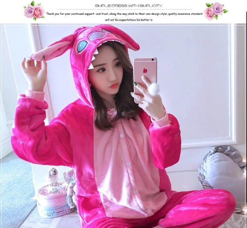 Kigurumi Onesie Косплей Зима Оптовая продажа животных синяя и Красная строчка Звезда