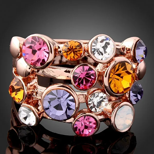 Роскошное Австрийское красочное фиолетовое/Розовое женское кольцо цвета