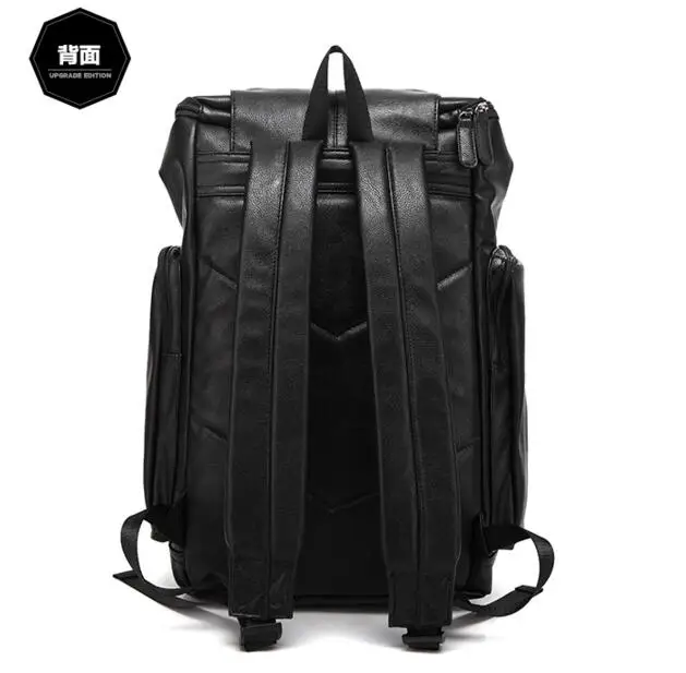 Мужской кожаный рюкзак от известного бренда черный большой дорожный для