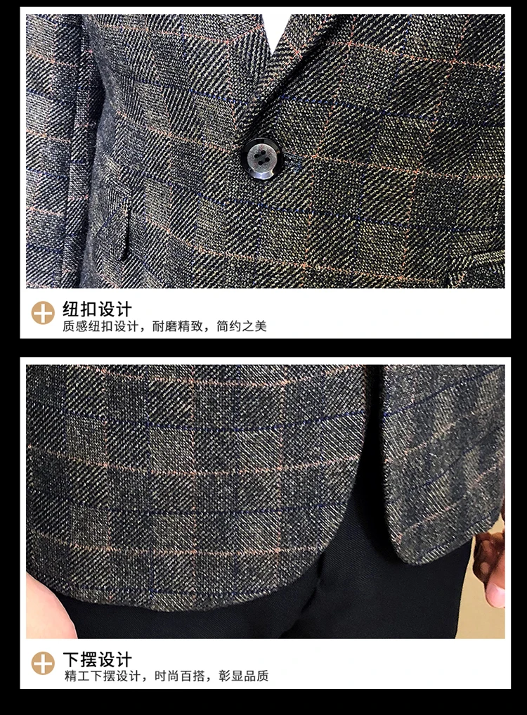 Мужской винтажный блейзер в клетку классический британском стиле деловой