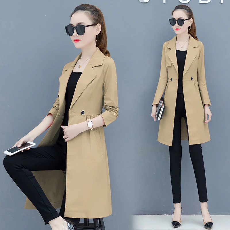 Тренч Женский длинный с длинным рукавом|Женские плащи и тренчи| |