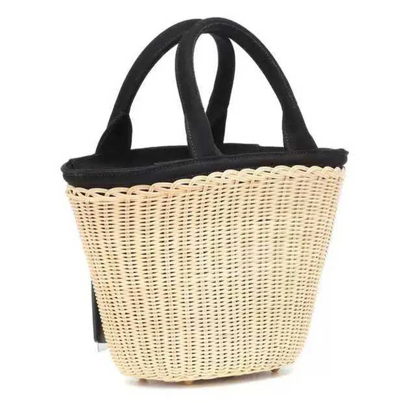 Women's bag luxury handbags rattan Straw crossbody bags for women Genuine Leather beach basket bags original brand designer