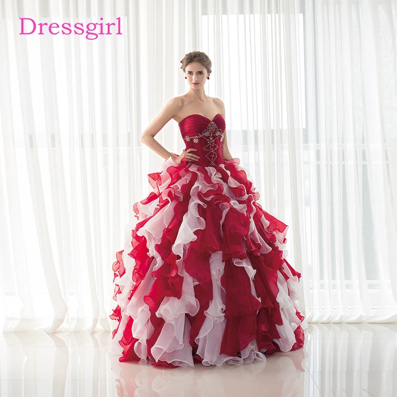 Дешевые бордовые платья Quinceanera бальное платье милое с жакетом из органзы
