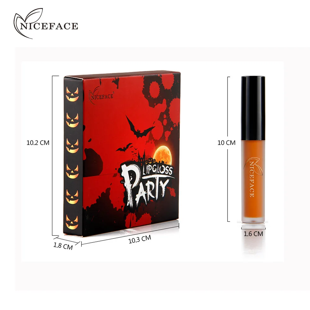 2018 новый бренд NiceFace водонепроницаемый блеск для губ Лот Хэллоуин Макияж темно