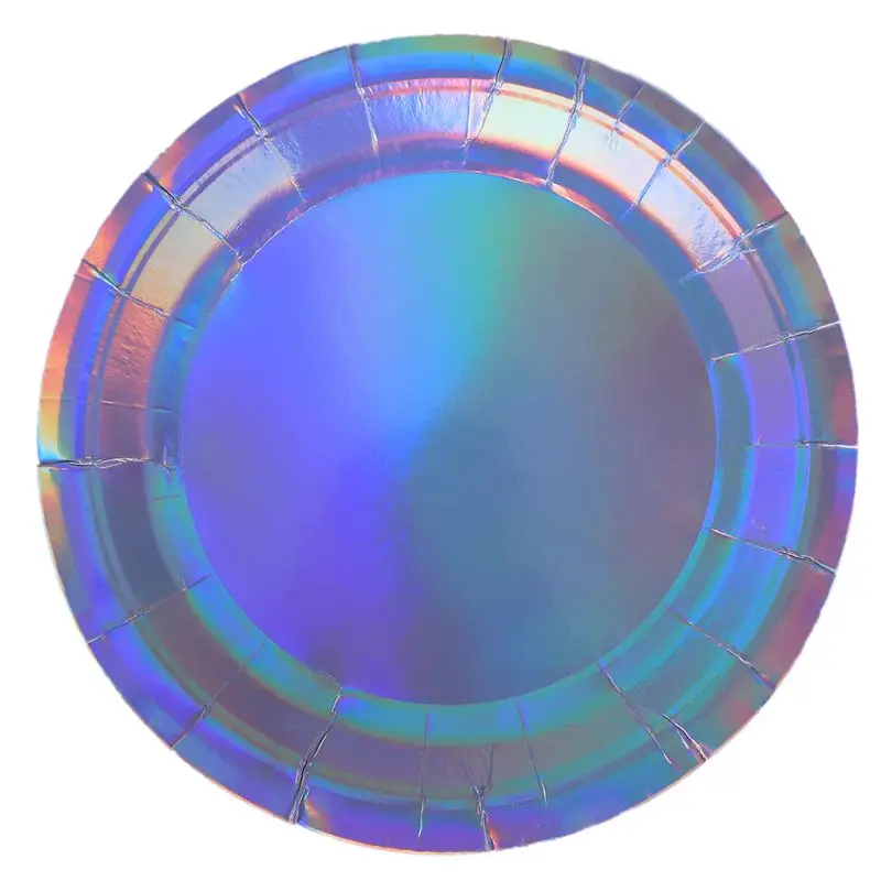 Голографические бумажные тарелки для вечеринок X 8 Party сковорода тортов бумажный