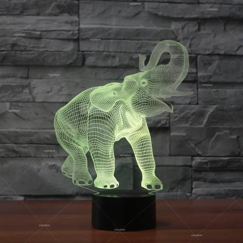 Животные Слон 7 цветов Изменение 3d ночник Led настольная детская лампа подарок Fule