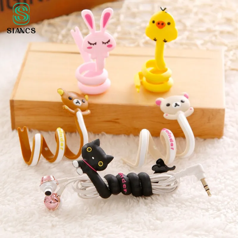 

Cute Cartoon Earphone Wire Cord USB Cable Winder Organizer Holder For iPhone5 6 7 Tablet MP3 MP4 PC Electric Cable