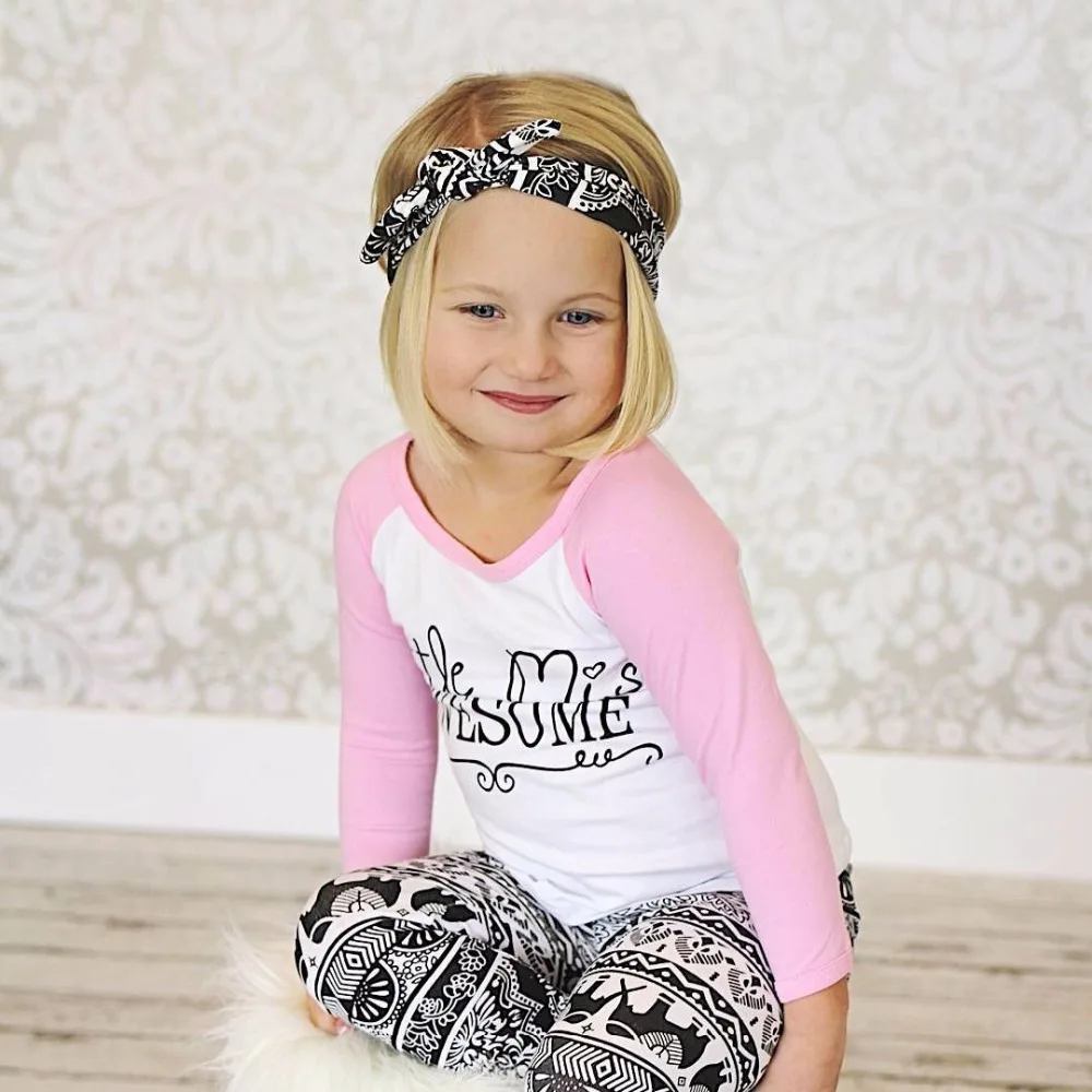 Комплект детской одежды для девочек 3 шт./компл. повязка на голову + футболка с
