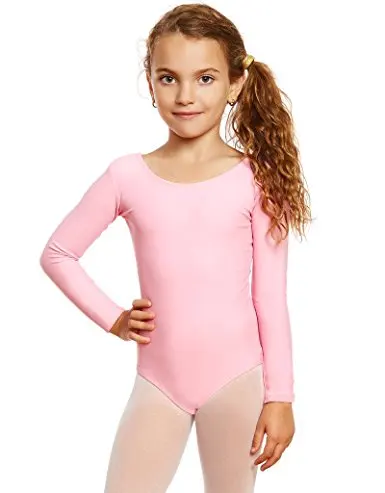 

ICOSTUMES Girls Long Sleeve Leotards Ballet Dance Gymnastics Unitards Short Toddler Black Dancewear Pink Kids Dance Tops
