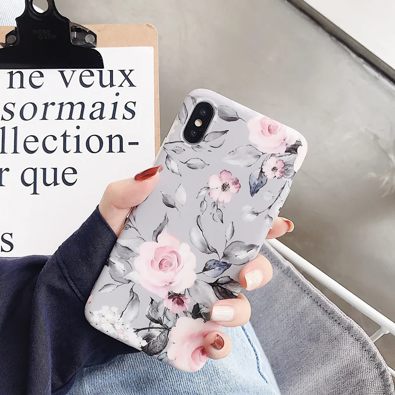 Ретро серый белый пион цветок чехол для iPhone 7 6S 8 Plus SE 2020 мягкий 11 Pro Чехол X XS MAX