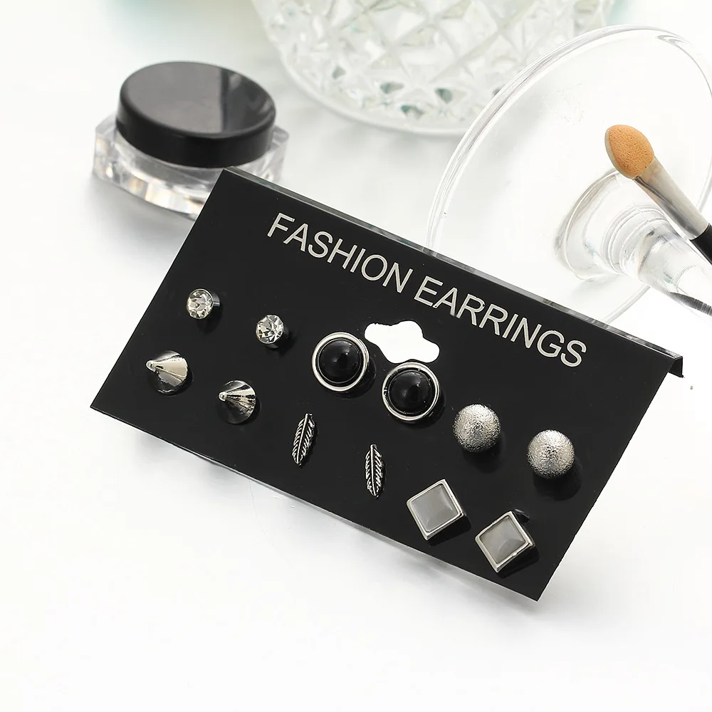Серьги гвоздики золотистые в полоску 6 пар|earrings set|wholesale earring setsstud earrings |