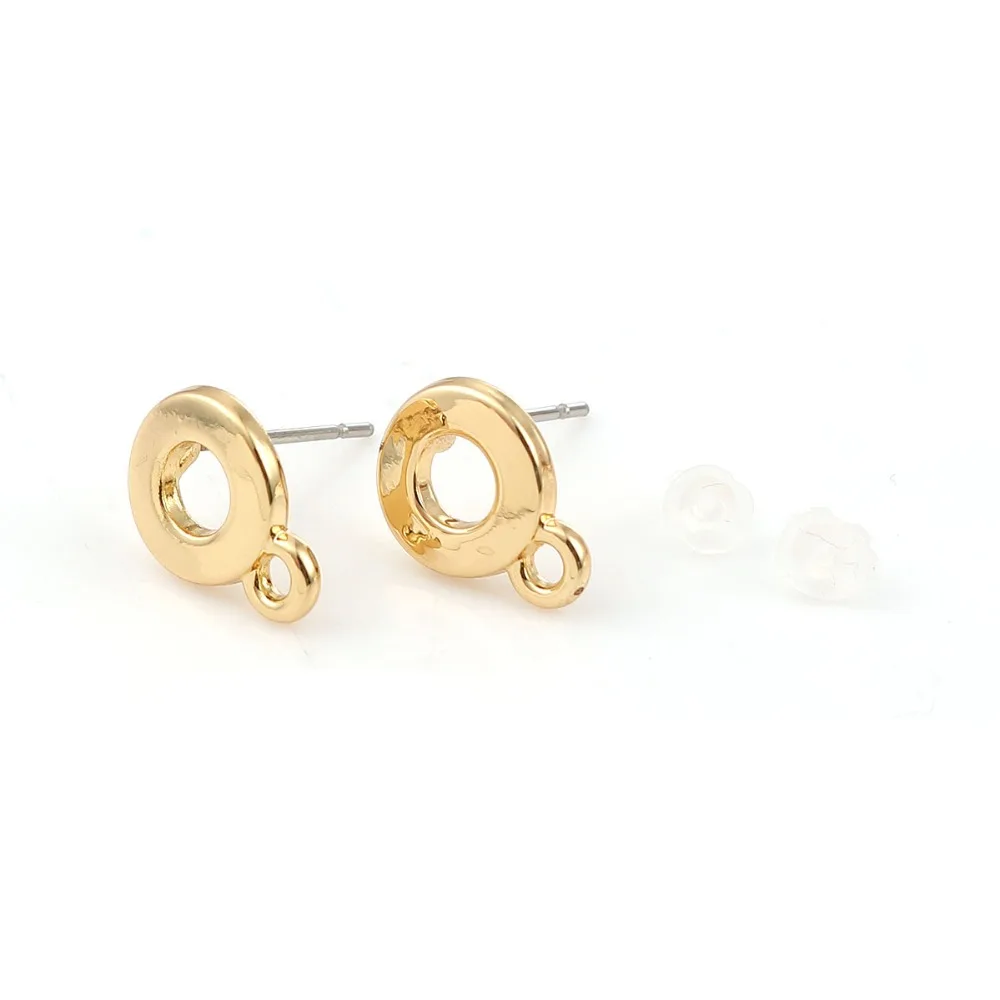Серьги пусеты DoreenBeads круглые нестандартные золотые на основе сплава цинка для