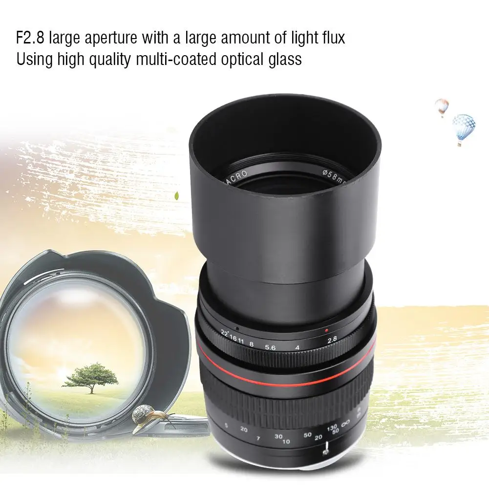 135 мм F2.8 DSLR Полнокадровый телеобъектив с большой апертурой ручной фиксированной фокусировкой крепление для камеры Canon EF, Nikon F