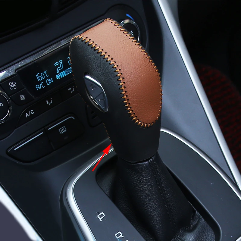 Топ Кожаный чехол для рычага переключения передач рукав подходит для Ford ESCAPE KUGA 2013 - Название цвета: Коричневый