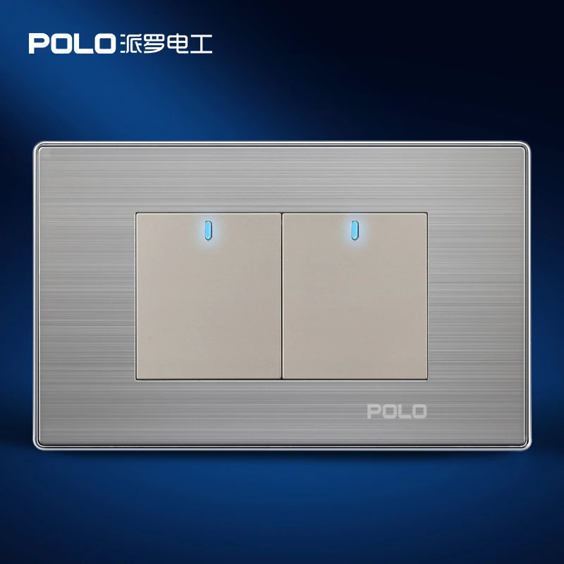 Free Shipping POLO luxury wall switch panel 118MM*72MM LED Light Tap 110~250V 2 Gang Way Smart Home | Обустройство дома