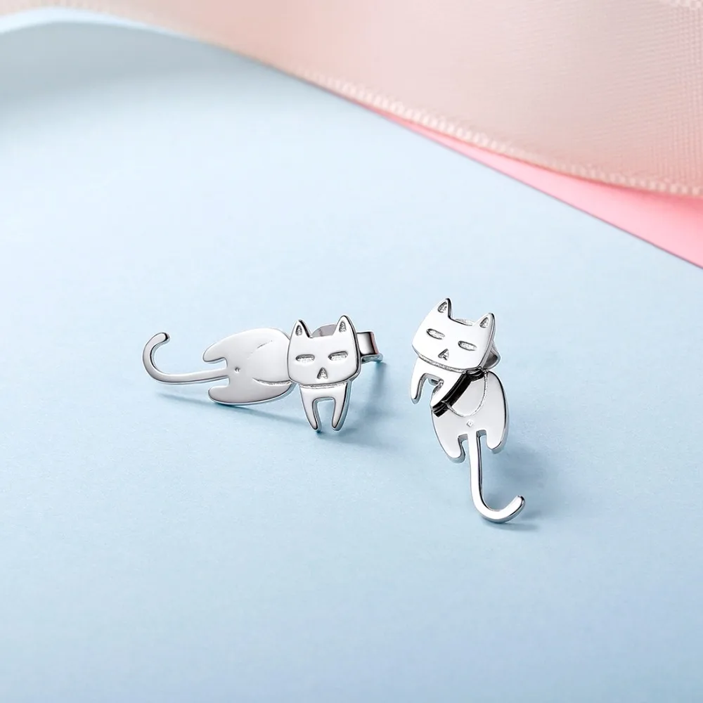 SILVERCUTE Аутентичные 925 пробы серебро серьги кошка шпильки для Для женщин девочек Fine