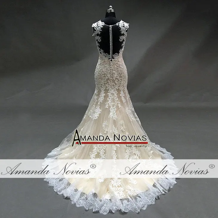 Vestido largo Новое свадебное платье цвета шампань с милой спинкой